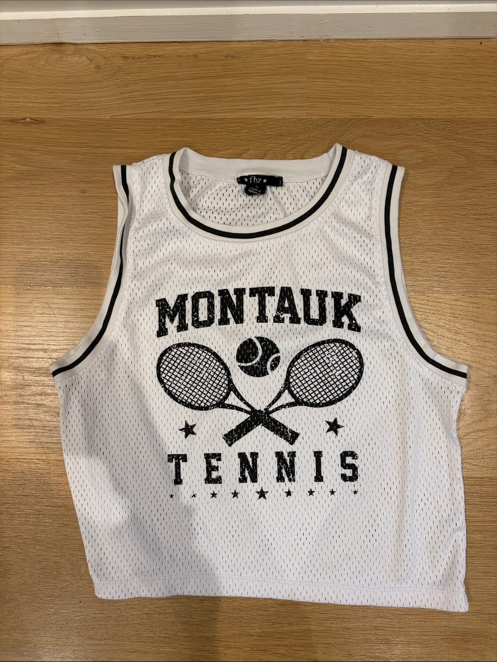 Montauk Tennis Mesh Tank Top - White/Black girls size large